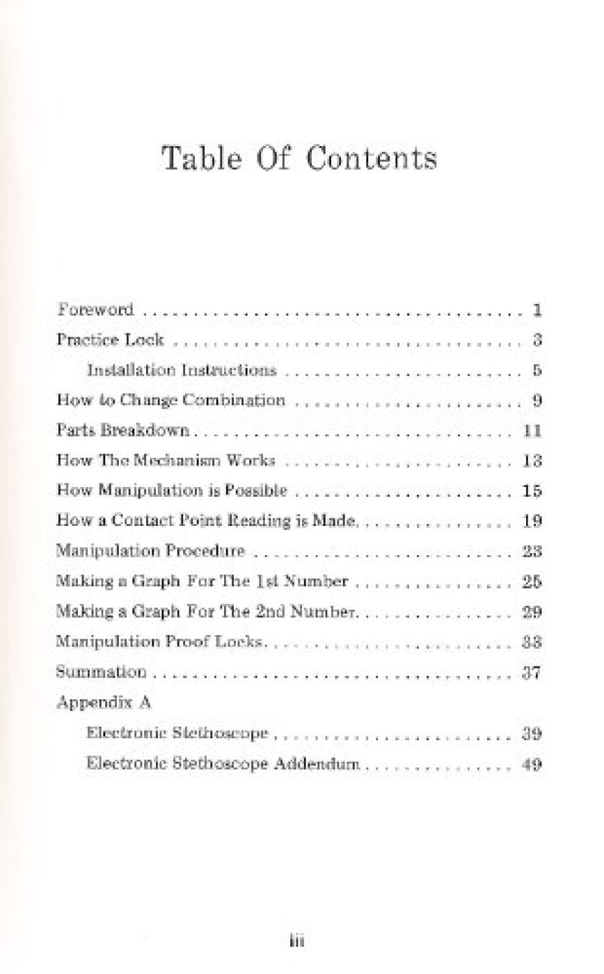 Techniques of Safe and Vault Manipulation